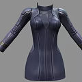 Dark Fitted Bodysuit With Front Zipper Long Sleeves And Matching Long Boots